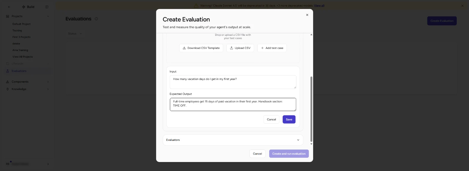 Test case: Input How many vacation days do I get in my first year? with the expected answer of 15 days