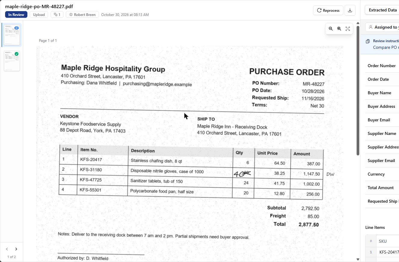 DigiParser: Turn Scanned Customer POs Into a Reviewed Sales Order File: screenshot 25 of 37 from the step-by-step module