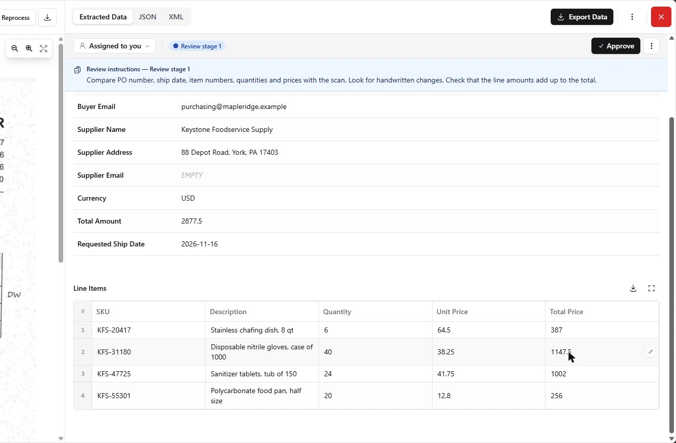 DigiParser: Turn Scanned Customer POs Into a Reviewed Sales Order File: screenshot 28 of 37 from the step-by-step module