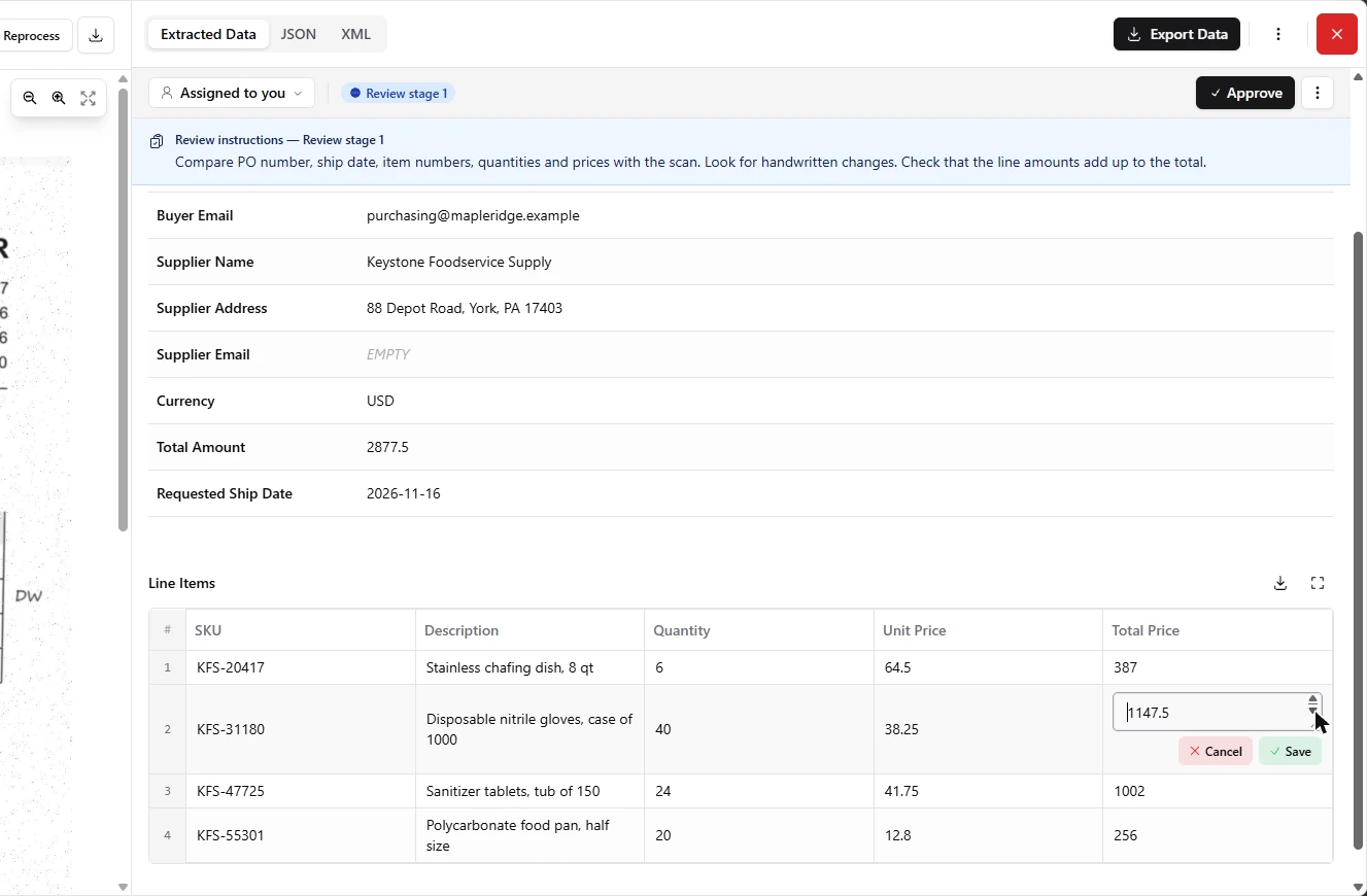 DigiParser: Turn Scanned Customer POs Into a Reviewed Sales Order File: screenshot 29 of 37 from the step-by-step module