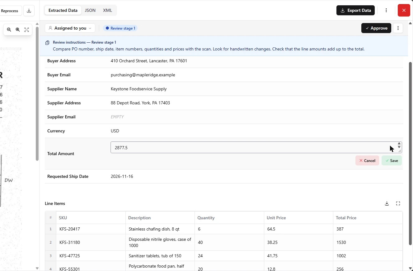 DigiParser: Turn Scanned Customer POs Into a Reviewed Sales Order File: screenshot 32 of 37 from the step-by-step module