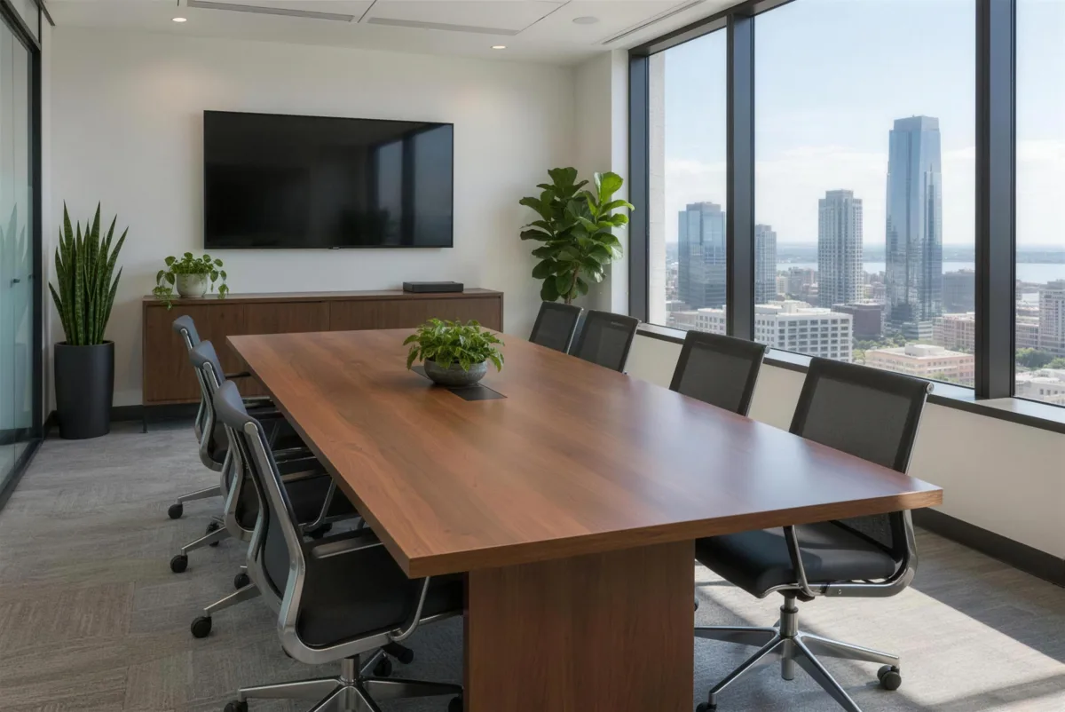 The meeting room photo after Higgsfield Upscale to 4096 pixels wide