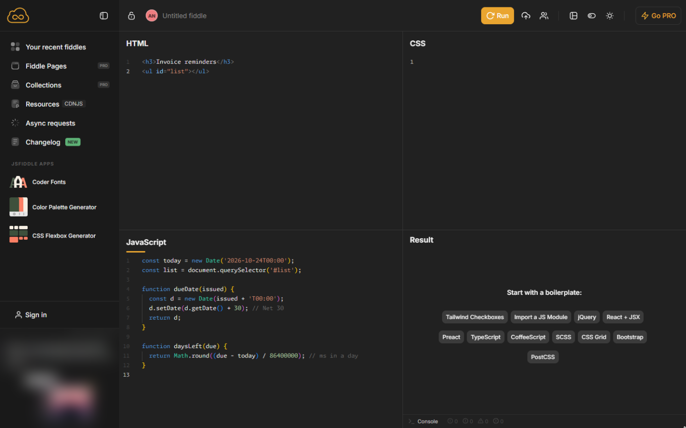 The JavaScript tidied with indented lines