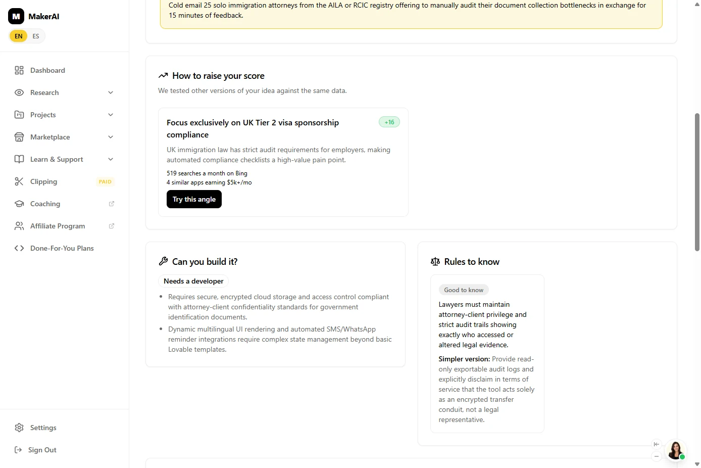 Maker AI How to raise your score, Can you build it (Needs a developer) and Rules to know sections
