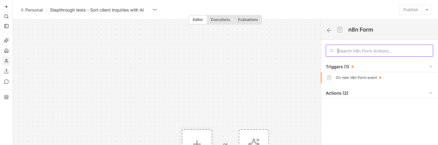 n8n Form trigger list with On new n8n Form event