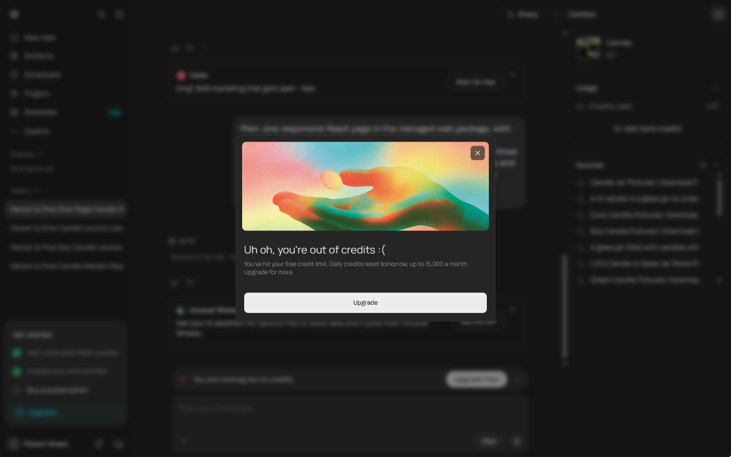 Runable notice: Uh oh, you're out of credits. You've hit your free credit limit, daily credits reset tomorrow
