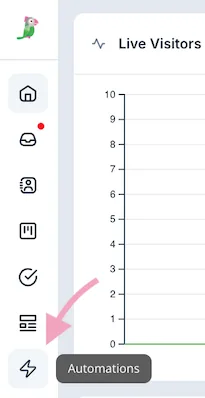 tawk.to left bar with Automations marked