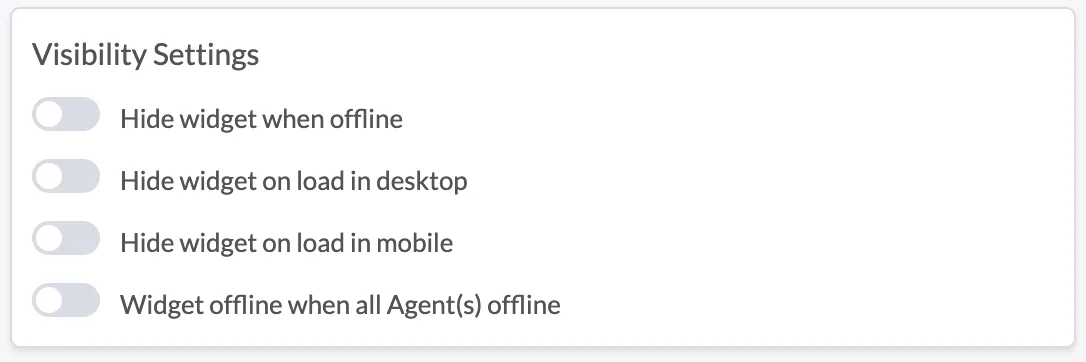 tawk.to Visibility Settings including Widget offline when all Agent(s) offline
