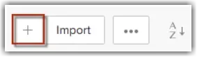 Zoho CRM Leads module toolbar with the + button highlighted next to Import