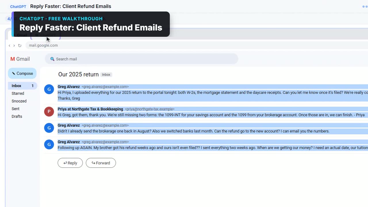 Video still: Reply Faster: Client Refund Emails in 67 seconds
