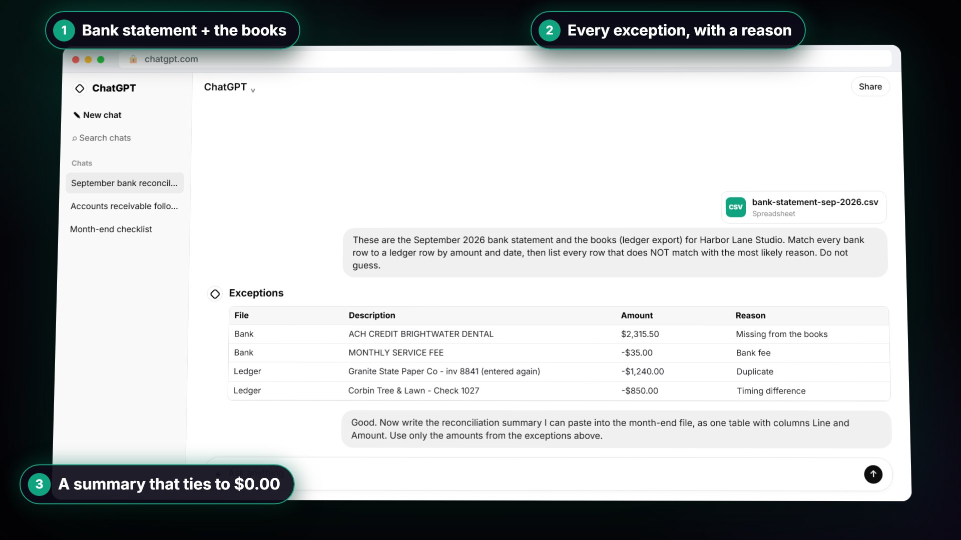 Month-End Bank Reconciliation with ChatGPT: 20 Minutes, Not 3 Hours: intro video still