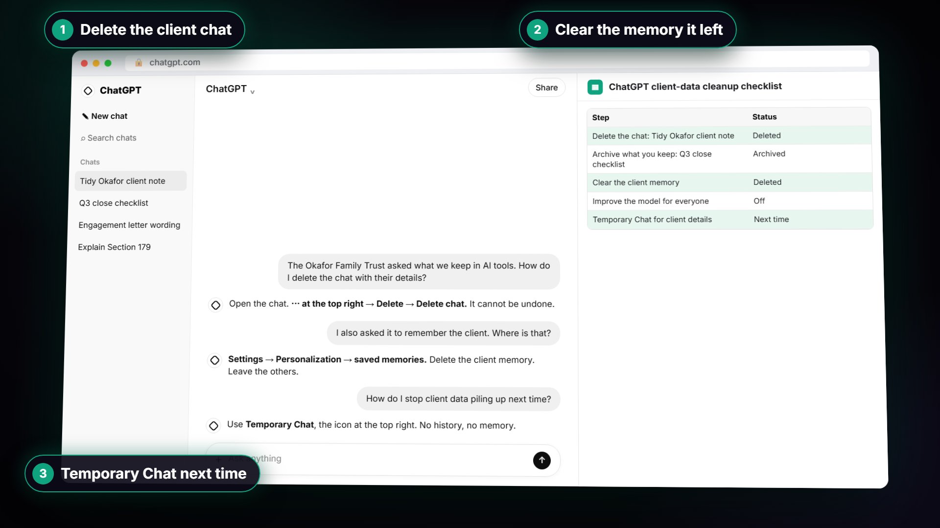 Clear Client Data Out of ChatGPT Before It Becomes a Problem: Delete Chats, Clear Memory and Use Temporary Chat: intro video still