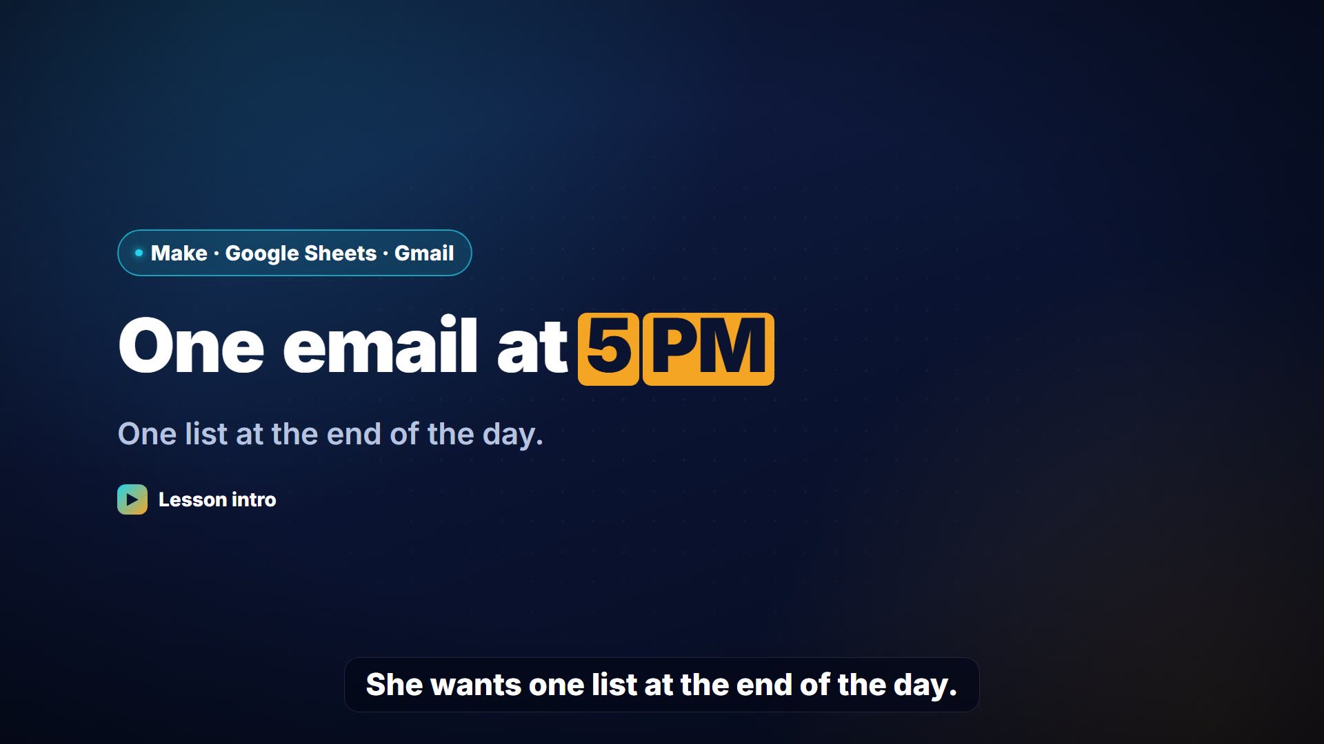 On a Schedule: A Daily Summary Email from a Google Sheet in Make.com: intro video still